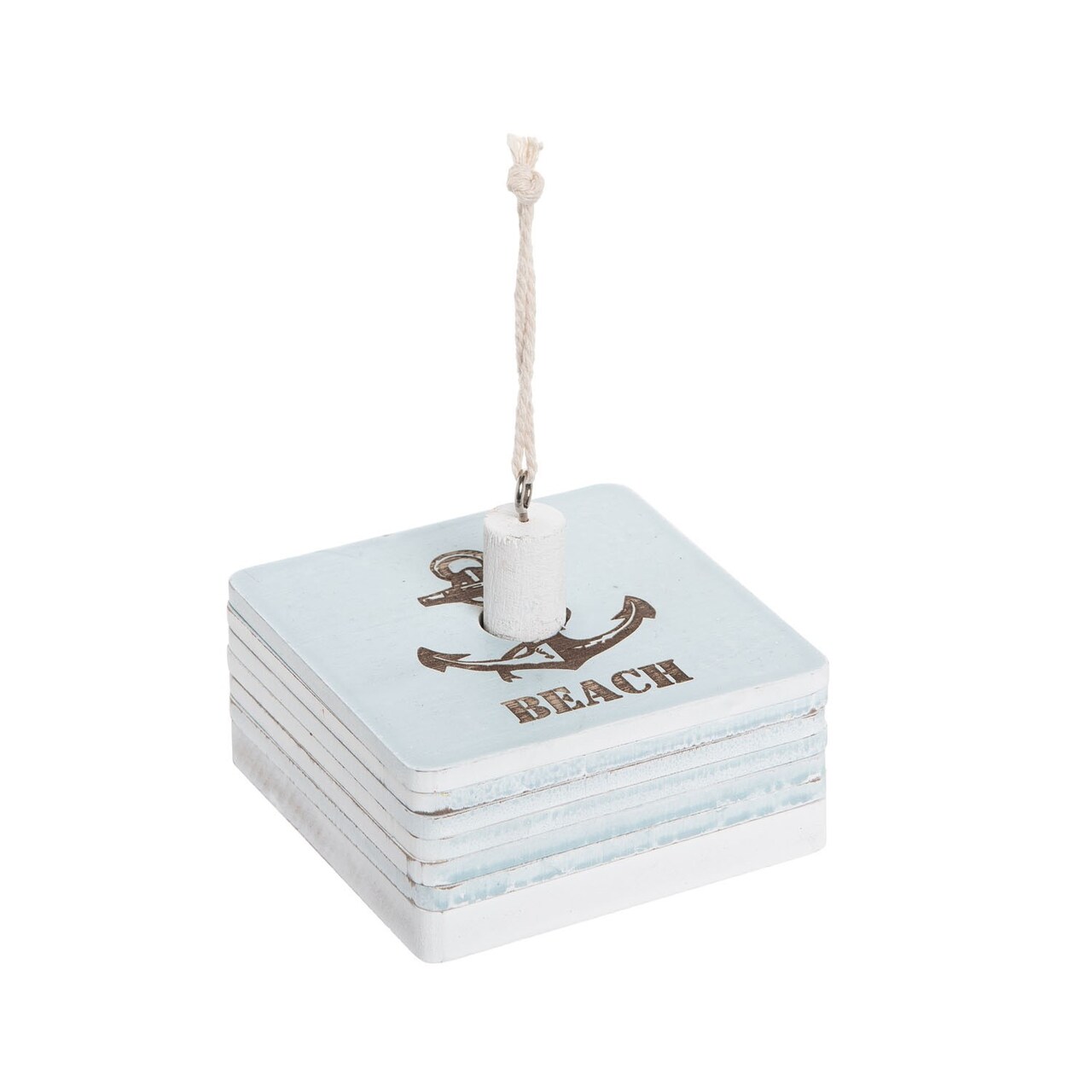 Mdf Light Blue Anchor Beach Coaster Set Wood Composite Home Decor Dining Table Coastal Nautical Beach Ocean Marine